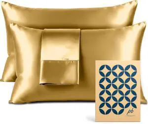 Satin Pillowcase 2 Pack - King Size (20"x40", Gold) - Silky Pillow Cases for Hair and Skin - Satin Pillow Covers with Envelope Closure - Extra Soft Premium Microfiber Satin Pillowcase 2 Pack - King Size (20"x40", Gold) - Silky Pillow Cases for Hair and Skin - Satin Pillow Covers with Envelope Closure - Extra Soft Premium Microfiber