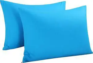 Pillowcases Weave from 100% Egyptian Cotton, Breathable Soft Pillow Cases with Zipper Closure, 2 Pcs Blue Pillow Covers Standard Size - 20"x26" Pillowcases Weave from 100% Egyptian Cotton, Breathable Soft Pillow Cases with Zipper Closure, 2 Pcs Blue Pillow Covers Standard Size - 20"x26"