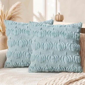 Blue Fall Pumpkin Throw Pillow Covers 18x18 Inch Blue Fall Pumpkin Throw Pillow Covers 18x18 Inch