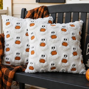 2 Pcs Halloween Pillow Covers 18x18 Inches, Soft Fluffy Plush Throw Pillow Cases with Cute Ghost Pumpkin Pattern, Spooky Season Fall Decorative Cushion Covers for Sofa Couch Home Decoration 2 Pcs Halloween Pillow Covers 18x18 Inches, Soft Fluffy Plush Throw Pillow Cases with Cute Ghost Pumpkin Pattern, Spooky Season Fall Decorative Cushion Covers for Sofa Couch Home Decoration