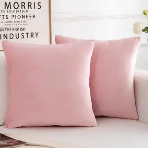 Velvet Decorative Throw Pillow Covers, Soft Square Cushion Case Home Decor for Living Room Couch Bed Sofa, Set of 2 Pack, Pink, 18x18 Inch Velvet Decorative Throw Pillow Covers, Soft Square Cushion Case Home Decor for Living Room Couch Bed Sofa, Set of 2 Pack, Pink, 18x18 Inch