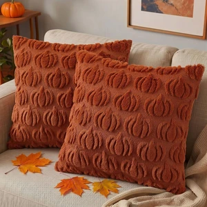 Fall Rust Pumpkin Throw Pillow Covers 18x18 Set of 2 Fall Rust Pumpkin Throw Pillow Covers 18x18 Set of 2
