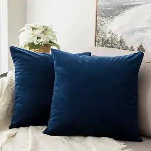 Velvet Throw Pillow Covers 18x18 Inch Pack of 2 Dark Blue Velvet Throw Pillow Covers 18x18 Inch Pack of 2 Dark Blue