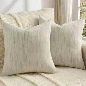 Pack of 2 Solid Chenille Throw Pillow Covers 18x18 Inch Soft Meteor Dotting Textured Decorative Cushion Cases Modern Farmhouse Accent for Couch Living Room, Cream Pack of 2 Solid Chenille Throw Pillow Covers 18x18 Inch Soft Meteor Dotting Textured Decorative Cushion Cases Modern Farmhouse Accent for Couch Living Room, Cream
