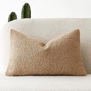 Textured Boucle Throw Pillow Covers Accent Solid Lumbar Pillow Cases Cozy Soft Decorative Couch Cushion Case for Chair Sofa Bedroom Living Room Home Decor, 12 x 20 Inch,Taupe Khaki Camel Textured Boucle Throw Pillow Covers Accent Solid Lumbar Pillow Cases Cozy Soft Decorative Couch Cushion Case for Chair Sofa Bedroom Living Room Home Decor, 12 x 20 Inch,Taupe Khaki Camel