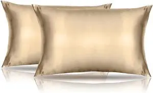 Toddler Silk Satin Pillow Cases 14"x20",Khaki,2 Pack Toddler Silk Satin Pillow Cases 14"x20",Khaki,2 Pack