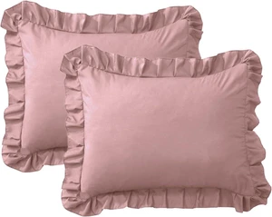 Ruffle Pillow Cases Standard Size Set of 2 Soft Wrinkle Resistant Brushed Microfiber Ruffled Pillowcases Envelope Pillow Shams Cover Festive Gift for Hotels,Guest Rooms 20x26 Inch (Pink) Ruffle Pillow Cases Standard Size Set of 2 Soft Wrinkle Resistant Brushed Microfiber Ruffled Pillowcases Envelope Pillow Shams Cover Festive Gift for Hotels,Guest Rooms 20x26 Inch (Pink)
