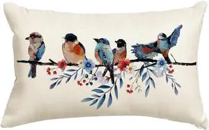 4th of July Memorial Day Patriotic Lumbar Throw Pillow Cover,12x20 Inch Red White and Blue Birds Flowers Independence Day American Fourth of July Decoration for Sofa Couch 4th of July Memorial Day Patriotic Lumbar Throw Pillow Cover,12x20 Inch Red White and Blue Birds Flowers Independence Day American Fourth of July Decoration for Sofa Couch