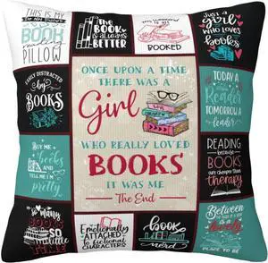 Book Lovers Gifts for Women, Reading Gifts for Book Lovers Women Readers Birthday, Bookworm Bookish Gift for Librarian/Book Nerd, Book Club Gift Pillowcases 18" x 18" Book Lovers Gifts for Women, Reading Gifts for Book Lovers Women Readers Birthday, Bookworm Bookish Gift for Librarian/Book Nerd, Book Club Gift Pillowcases 18" x 18"