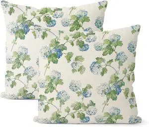 Blue Green Floral Pillow Covers 20x20 Inch 2 Pcs Vintage Flower Decor Throw Pillows Hydrangea Seasonal Spring Summer Outdoor Farmhouse Decoration Pillowcase Linen Cushion Cover for Couch Sofa Bed Blue Green Floral Pillow Covers 20x20 Inch 2 Pcs Vintage Flower Decor Throw Pillows Hydrangea Seasonal Spring Summer Outdoor Farmhouse Decoration Pillowcase Linen Cushion Cover for Couch Sofa Bed