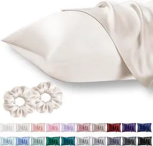 King Satin Pillowcase for Hair 2pc,Similar to Silk Pillow Cases,Easier Care Than Silk Pillowcase Gifts for Women Men,Beige,20x36 & Envelope Closure and 2 Satin Scrunchies King Satin Pillowcase for Hair 2pc,Similar to Silk Pillow Cases,Easier Care Than Silk Pillowcase Gifts for Women Men,Beige,20x36 & Envelope Closure and 2 Satin Scrunchies