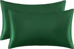 Forest Green Satin Pillowcases King Size Set of 2 Forest Green Satin Pillowcases King Size Set of 2