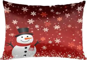 Satin Pillowcase for Hair and Skin, Red Christmas Snowman Silk Pillowcase with Zipper, Soft Silky Pillow Cover Standard Size (20x26 Inches), Cooling Satin Pillow Cases Satin Pillowcase for Hair and Skin, Red Christmas Snowman Silk Pillowcase with Zipper, Soft Silky Pillow Cover Standard Size (20x26 Inches), Cooling Satin Pillow Cases