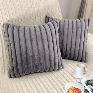 2 Pack 18x18 Pillow Cover Velvet Pillow Covers, Faux Fur Square Throw Pillow Covers for Living Room Decorations Throw Pillow Case, Throw Pillow Cover Cushion Cover for Home Sofa Bedroom Car, Grey 2 Pack 18x18 Pillow Cover Velvet Pillow Covers, Faux Fur Square Throw Pillow Covers for Living Room Decorations Throw Pillow Case, Throw Pillow Cover Cushion Cover for Home Sofa Bedroom Car, Grey
