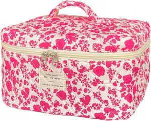 Rose Red Large Quilted Floral Makeup Bag Cute Soft Coquette Aesthetic Cosmetic Bag Cotton Travel Toiletry Bag for Women Rose Red Large Quilted Floral Makeup Bag Cute Soft Coquette Aesthetic Cosmetic Bag Cotton Travel Toiletry Bag for Women