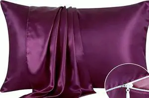Luxury Satin Silky Pillowcase with Zipper Closure (Silky Satin Pillow Case for Hair) (Purple, Queen(20by30inch)) Luxury Satin Silky Pillowcase with Zipper Closure (Silky Satin Pillow Case for Hair) (Purple, Queen(20by30inch))