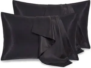 4 Pack Satin Pillowcase for Hair and Skin Queen, Black Silk Pillowcase Set of 4, Smooth Silky Pillow Covers for Women, with Envelope Closure (20x30 Inches) 4 Pack Satin Pillowcase for Hair and Skin Queen, Black Silk Pillowcase Set of 4, Smooth Silky Pillow Covers for Women, with Envelope Closure (20x30 Inches)