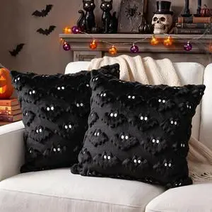 Halloween Pillow Covers 18x18 inch 2Pcs Black Bat Halloween Decor Halloween Pillow Covers 18x18 inch 2Pcs Black Bat Halloween Decor