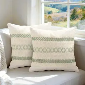 Set of 2 Sage Green Boho Throw Pillow Covers 18x18 Inch Decorative Cushion Covers for Couch Bed Sofa Chair Cotton Macrame Décor Decorations (Type B) Set of 2 Sage Green Boho Throw Pillow Covers 18x18 Inch Decorative Cushion Covers for Couch Bed Sofa Chair Cotton Macrame Décor Decorations (Type B)