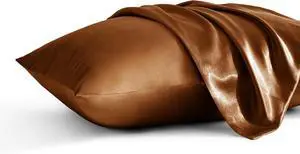 Standard Silk Satin Pillowcases - 2-Pack, 20x26, Coffee Standard Silk Satin Pillowcases - 2-Pack, 20x26, Coffee