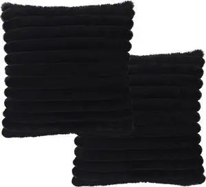 2 Pack 18x18 Pillow Cover Velvet Pillow Covers, Faux Fur Square Throw Pillow Covers for Living Room Decorations Throw Pillow Case, Throw Pillow Cover Cushion Cover for Home Sofa Bedroom Car, Black 2 Pack 18x18 Pillow Cover Velvet Pillow Covers, Faux Fur Square Throw Pillow Covers for Living Room Decorations Throw Pillow Case, Throw Pillow Cover Cushion Cover for Home Sofa Bedroom Car, Black