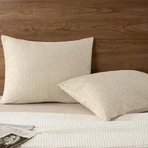 Cotton Waffle Pillow Shams King Size, 20" x 36", Linen, No Insert Cotton Waffle Pillow Shams King Size, 20" x 36", Linen, No Insert