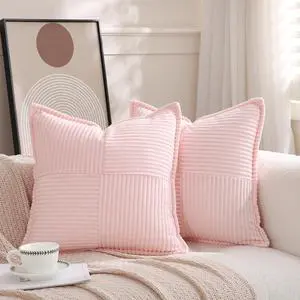 Light Pink Corduroy Throw Pillow Covers 18×18 Inch Set of 2 Light Pink Corduroy Throw Pillow Covers 18×18 Inch Set of 2