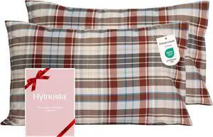 Ultra Soft Set of 2 Plaid Standard Size Pillow Cases,1500 Premium Hotel Quality Burshed Microfiber,Wrinkle Resistant,Envelope Closure,Brownish-red Plaid20"x26" Ultra Soft Set of 2 Plaid Standard Size Pillow Cases,1500 Premium Hotel Quality Burshed Microfiber,Wrinkle Resistant,Envelope Closure,Brownish-red Plaid20"x26"