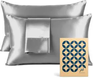 Satin Pillowcase 2 Pack - King Size (20"x40", Grey) - Silky Pillow Cases for Hair and Skin - Satin Pillow Covers with Envelope Closure - Extra Soft Premium Microfiber Satin Pillowcase 2 Pack - King Size (20"x40", Grey) - Silky Pillow Cases for Hair and Skin - Satin Pillow Covers with Envelope Closure - Extra Soft Premium Microfiber