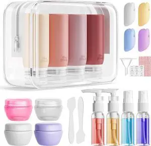 21 Pack Travel Bottles for Toiletries, Leak-Proof TSA Compliant Silicone Travel Size Containers for Shampoo and Conditioner, BPA Free with Toiletry Bag (Cream) 21 Pack Travel Bottles for Toiletries, Leak-Proof TSA Compliant Silicone Travel Size Containers for Shampoo and Conditioner, BPA Free with Toiletry Bag (Cream)