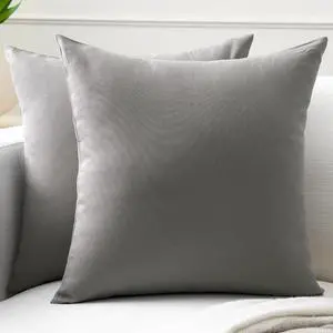 Cotton Canvas Throw Pillow Covers By Encasa Pack of 2 Grey 12"x12" No Insert with Hidden Zipper | Decorative Cushion Covers for Fall, Halloween, Thanksgiving, Christmas Cotton Canvas Throw Pillow Covers By Encasa Pack of 2 Grey 12"x12" No Insert with Hidden Zipper | Decorative Cushion Covers for Fall, Halloween, Thanksgiving, Christmas