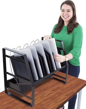Line Leader 14-Device Open Charging Cart for Laptops, Tablets & Chromebooks Mobile Station with Removable Wheels & UL-Listed Surge-Protected Power Strip Line Leader 14-Device Open Charging Cart for Laptops, Tablets & Chromebooks Mobile Station with Removable Wheels & UL-Listed Surge-Protected Power Strip
