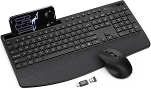 Full-Size Wireless Keyboard & Mouse Combo with Wrist Rest, KM71 Full-Size Wireless Keyboard & Mouse Combo with Wrist Rest, KM71