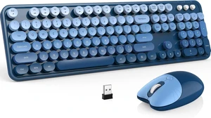 2.4GHz Wireless Keyboard & Mouse Combo Full-Size Retro Round Keys, Plug & Play, 8 Multimedia & Shortcut Keys for Mac/Windows/PC Blue Gradient 2.4GHz Wireless Keyboard & Mouse Combo Full-Size Retro Round Keys, Plug & Play, 8 Multimedia & Shortcut Keys for Mac/Windows/PC Blue Gradient