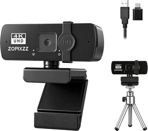 4K Ultra HD Webcam with Tripod & Microphone PDAF Autofocus, Privacy Cover, USB-A & USB-C Adapter, Plug & Play for Business Meetings & Live Streaming 4K Ultra HD Webcam with Tripod & Microphone PDAF Autofocus, Privacy Cover, USB-A & USB-C Adapter, Plug & Play for Business Meetings & Live Streaming