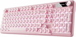V102 Wireless Gaming Keyboard 98-Key with Screen & Media Knob, Custom RGB Backlit, Tri-Mode BT5.0/2.4GHz/Wired, Quiet Typing for Windows/Mac, Pink V102 Wireless Gaming Keyboard 98-Key with Screen & Media Knob, Custom RGB Backlit, Tri-Mode BT5.0/2.4GHz/Wired, Quiet Typing for Windows/Mac, Pink