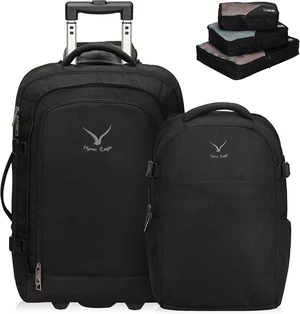 22-Inch 63L Rolling Carry-On Travel Backpack 2-in-1 Luggage for Men & Women with 3-Piece Packing Cubes Set 22-Inch 63L Rolling Carry-On Travel Backpack 2-in-1 Luggage for Men & Women with 3-Piece Packing Cubes Set