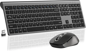 Ultra-Thin Ergonomic Silent Wireless Keyboard & Mouse Combo, Grey Ultra-Thin Ergonomic Silent Wireless Keyboard & Mouse Combo, Grey