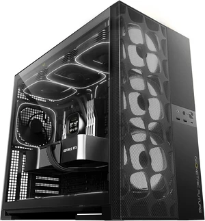 M5 Vent Tempered Glass Mid Tower E-ATX/ATX Gaming Case, High Airflow, 1.2mm Steel, Type-C, 420/360 Radiator Support, 5×ARGB PWM 140mm Fans Pre-Installed, Black, GEO-M5VF-B M5 Vent Tempered Glass Mid Tower E-ATX/ATX Gaming Case, High Airflow, 1.2mm Steel, Type-C, 420/360 Radiator Support, 5×ARGB PWM 140mm Fans Pre-Installed, Black, GEO-M5VF-B