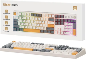 KN104 Wireless Mechanical Keyboard 100% Full-Size with Knob, Bluetooth/2.4GHz/USB-C, Custom RGB Backlit, Hot-Swappable Linear Switches, Creamy Sound for Gaming/Typing (Retro Beige) KN104 Wireless Mechanical Keyboard 100% Full-Size with Knob, Bluetooth/2.4GHz/USB-C, Custom RGB Backlit, Hot-Swappable Linear Switches, Creamy Sound for Gaming/Typing (Retro Beige)