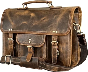 16-Inch Leather Messenger Bag for Men Laptop Briefcase & Office Satchel 16-Inch Leather Messenger Bag for Men Laptop Briefcase & Office Satchel