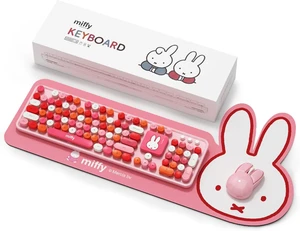 Miffy 104-Key Wireless Keyboard & Mouse Combo with Large Pink Desk Pad Ergonomic, Cute Kawaii Design for Office/Home, Pink Miffy 104-Key Wireless Keyboard & Mouse Combo with Large Pink Desk Pad Ergonomic, Cute Kawaii Design for Office/Home, Pink