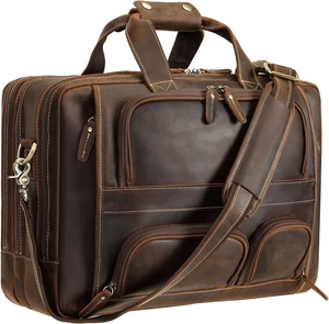 Polare Full-Grain Cowhide Leather 17'' Laptop Briefcase for Men Large Business Messenger Bag & Work Bag Polare Full-Grain Cowhide Leather 17'' Laptop Briefcase for Men Large Business Messenger Bag & Work Bag