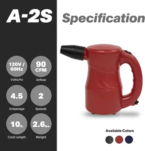 A-2S Cyber Duster Electric Air Duster 90CFM for Dusting, Drying, Inflating, Car Detailing & Leaf Blowing, 2 Nozzles + 1 Brush, High-Performance Motor, Navy Blue A-2S Cyber Duster Electric Air Duster 90CFM for Dusting, Drying, Inflating, Car Detailing & Leaf Blowing, 2 Nozzles + 1 Brush, High-Performance Motor, Navy Blue