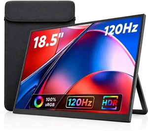 18.5-Inch 120Hz 1080P FHD IPS Portable Monitor Travel Second Screen for Laptop/Phone/Xbox/PS4/5, 125% sRGB, Dual Speakers, VESA & Storage Bag 18.5-Inch 120Hz 1080P FHD IPS Portable Monitor Travel Second Screen for Laptop/Phone/Xbox/PS4/5, 125% sRGB, Dual Speakers, VESA & Storage Bag