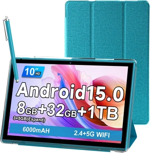 10.1 Inch Android 15 Tablet with Case & Stylus 8GB RAM 32GB ROM, 1TB Expandable, Dual Camera, 5G WiFi-6, 6000mAh Battery, Protective Cover 10.1 Inch Android 15 Tablet with Case & Stylus 8GB RAM 32GB ROM, 1TB Expandable, Dual Camera, 5G WiFi-6, 6000mAh Battery, Protective Cover