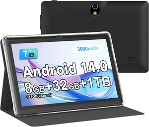 7-Inch Android 14 Tablet 8GB RAM(3+5GB Expand) + 32GB ROM, HD Touchscreen, Dual 2MP Cameras, 3000mAh Battery, with Case (Black) 7-Inch Android 14 Tablet 8GB RAM(3+5GB Expand) + 32GB ROM, HD Touchscreen, Dual 2MP Cameras, 3000mAh Battery, with Case (Black)