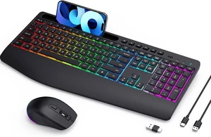 Ergonomic Wireless Keyboard & Mouse Combo RGB Silent Set for Computer Ergonomic Wireless Keyboard & Mouse Combo RGB Silent Set for Computer
