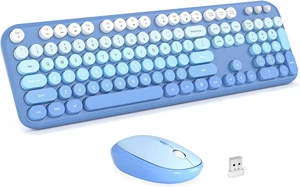 Blue-Gradient Wireless Keyboard & Mouse Combo Full-Size Plug-and-Play, 104-Key Round Keycaps, USB 2.4G Colorful Keyboard for Windows/Laptop/Mac/Desktop/PC Blue-Gradient Wireless Keyboard & Mouse Combo Full-Size Plug-and-Play, 104-Key Round Keycaps, USB 2.4G Colorful Keyboard for Windows/Laptop/Mac/Desktop/PC
