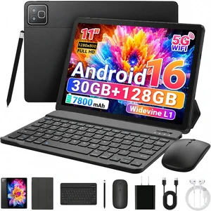 11-Inch 2-in-1 Android 16 Tablet with Keyboard, Mouse, Pen & Case 30GB RAM, 128GB + 1TB Expandable, 7800mAh Battery, HD Widevine L1 Screen, Dual Cameras, Face Unlock, WiFi 6 BT 5.4 Bundle 11-Inch 2-in-1 Android 16 Tablet with Keyboard, Mouse, Pen & Case 30GB RAM, 128GB + 1TB Expandable, 7800mAh Battery, HD Widevine L1 Screen, Dual Cameras, Face Unlock, WiFi 6 BT 5.4 Bundle